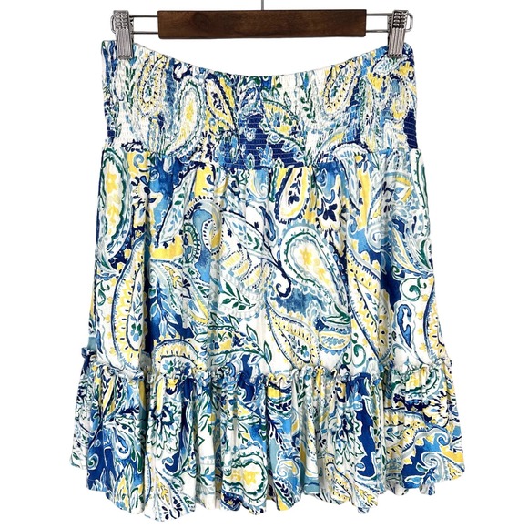 Ralph Lauren Dresses & Skirts - Ralph Lauren Black Label Medium Womens Floral Ruffle Summer Skirt Blue Tropical